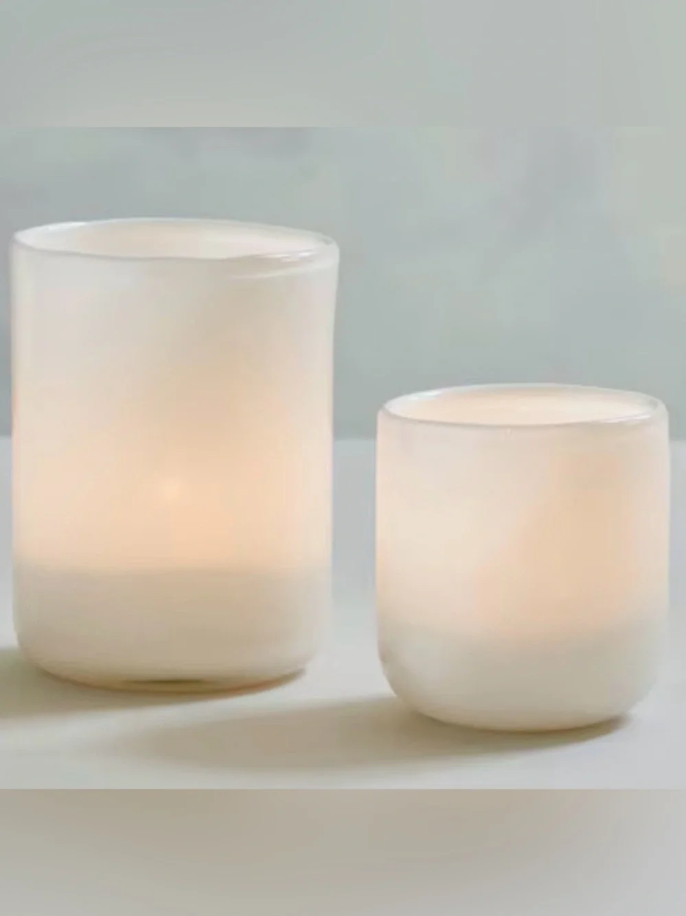 Pottery barn mineral votive set of 2 white glass cylinder holders